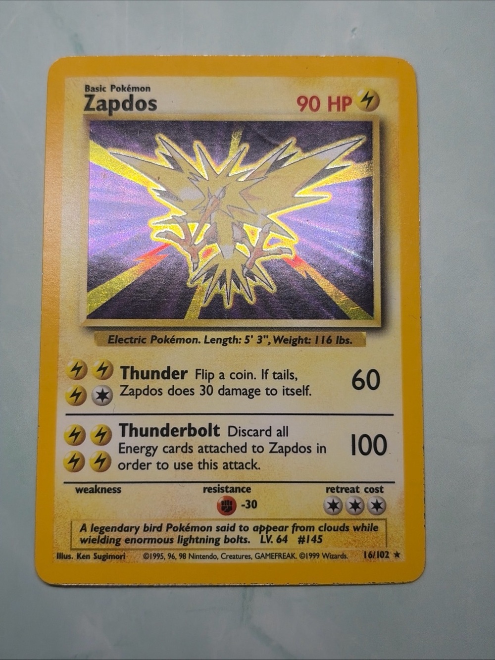 Zapdos Holographic Pokemon Card